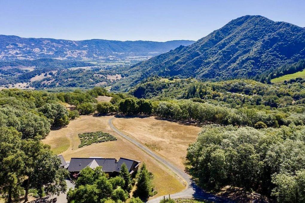 View of Owl Moon Ranch homestead and the Mendocino Range